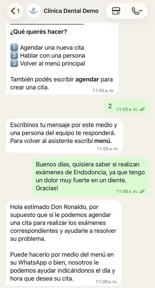 Chat: el cliente pide hablar con una persona y recibe respuesta del equipo
